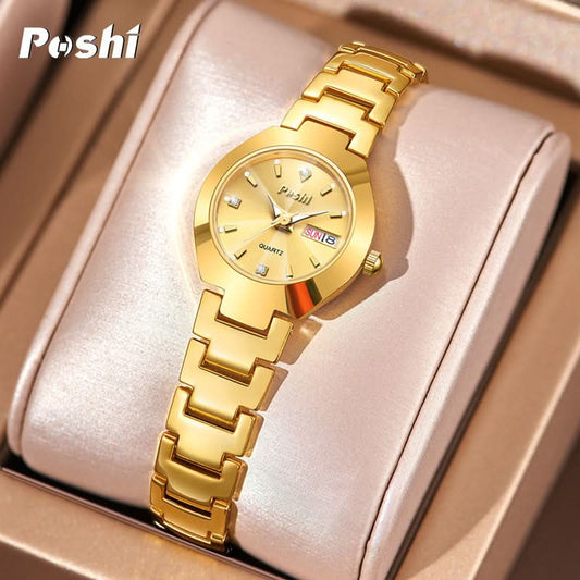 Women’s Fashion Luminous Dial Quartz Watch – Stainless Steel Strap
