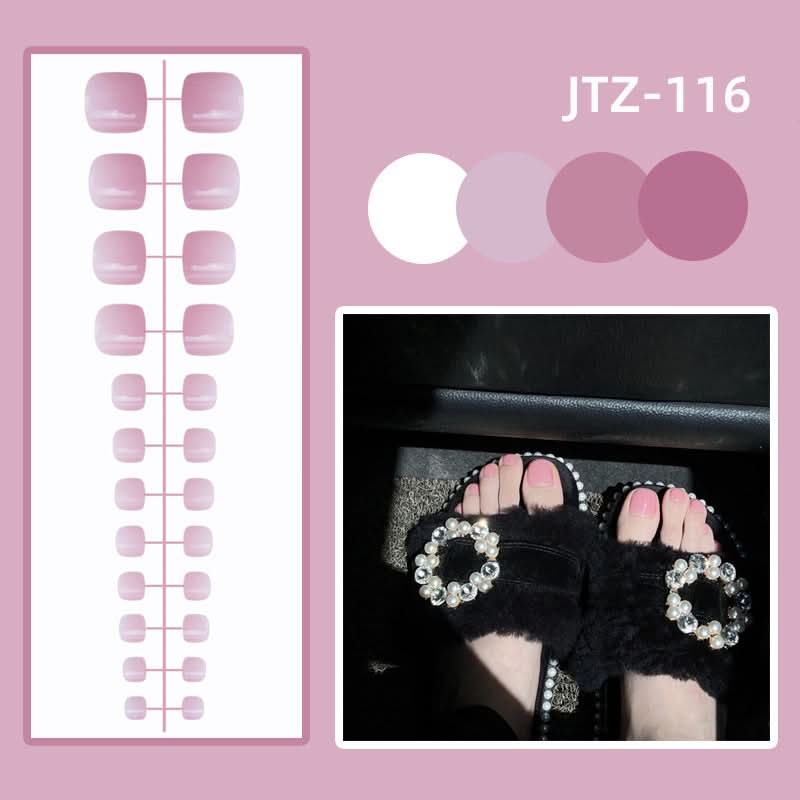 Glossy Toenail Nail Stickers – 24-Piece Finished Fake Nails Set