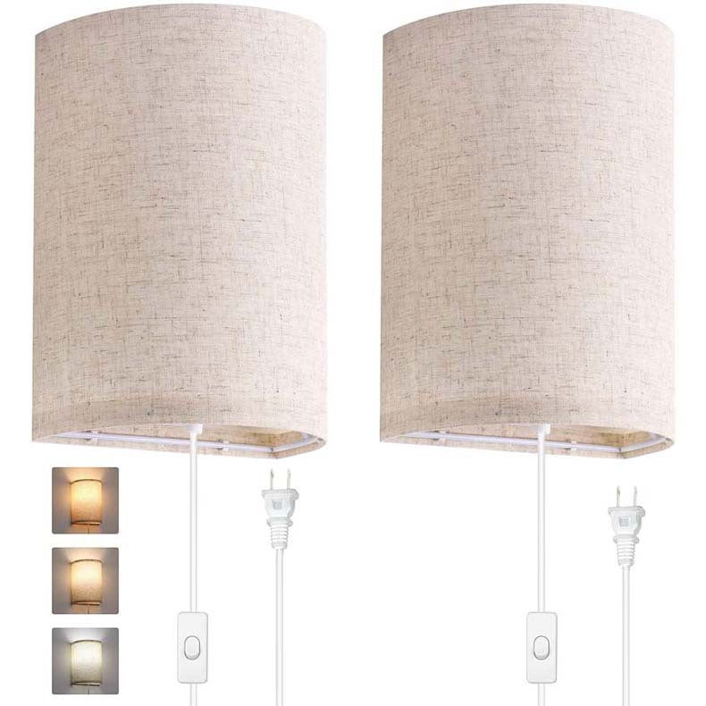 Nordic Fabric Wall Lamp – Modern D-Shaped LED Light for Bedroom