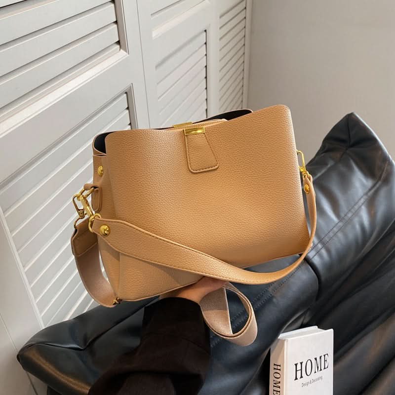 Women's PU Leather Bucket Crossbody Bag – Fashionable Handbag