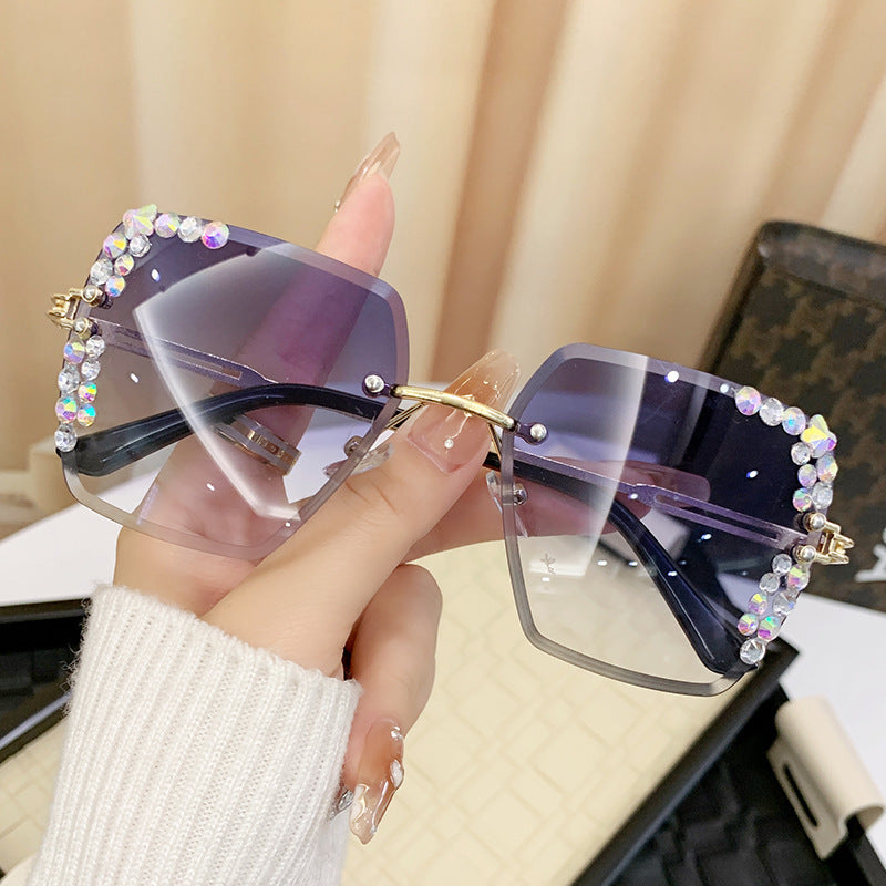 Women’s Square Frame Sunglasses – Glitter Diamond UV400 Fashion Shades