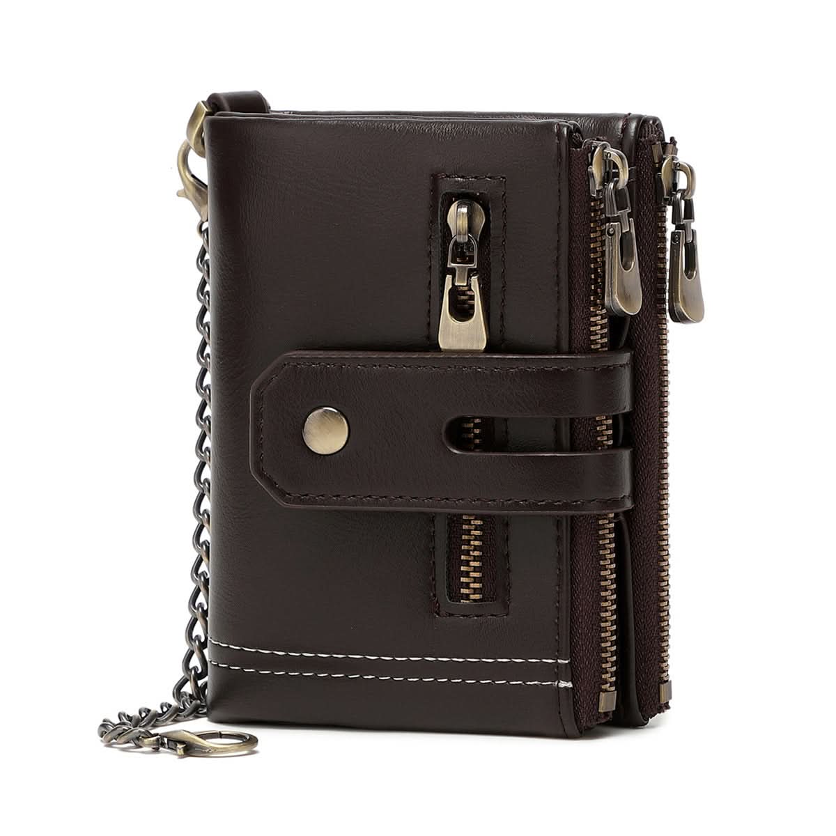 Men’s RFID-Blocking Leather Wallet – Trifold Design with Coin Pocket