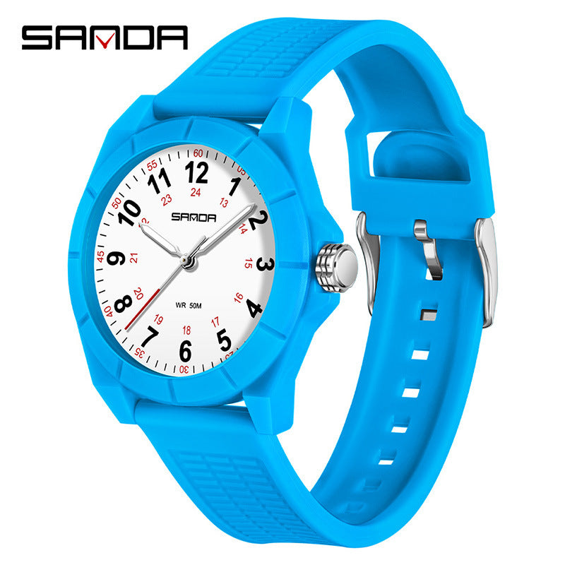 Sanda Luminous Student Quartz Watch – Waterproof Casual Kids Wristwatch