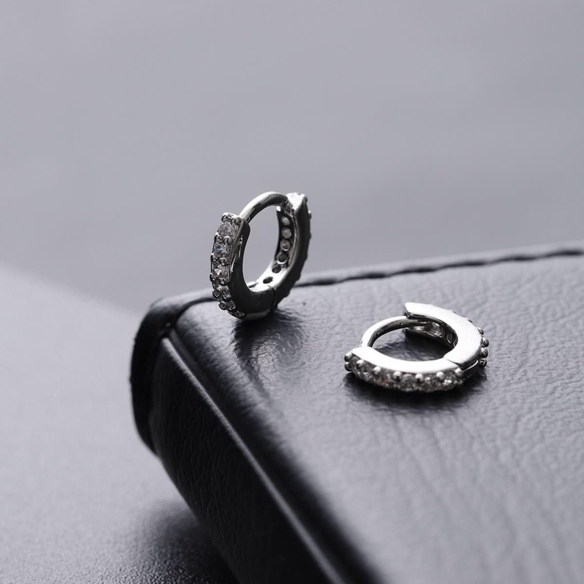 Men’s Trendy Zircon Hoop Earrings - Round Crystal Jewelry
