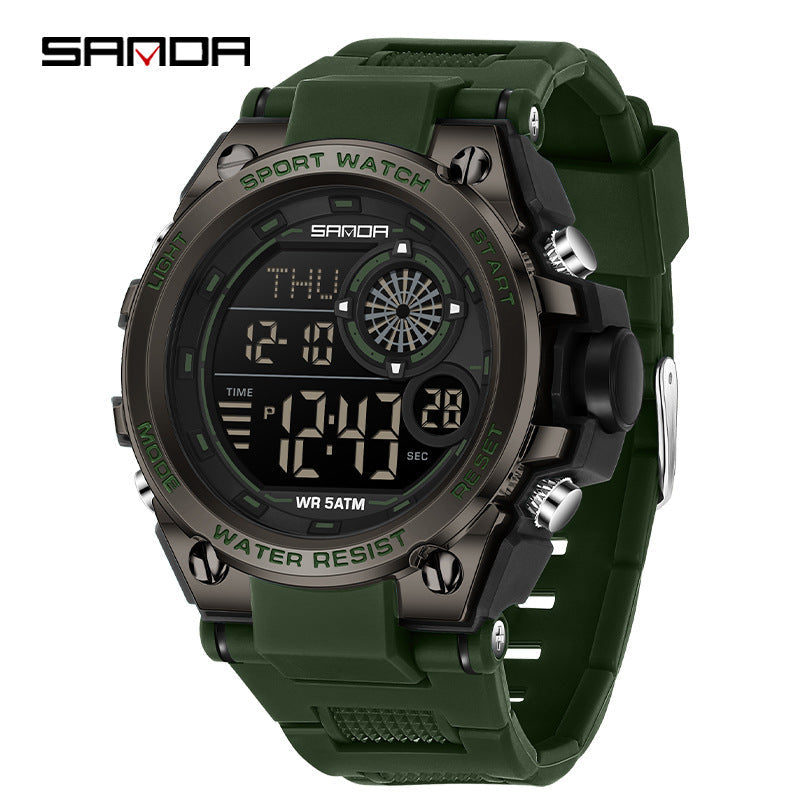 Sanda Digital Sports Watch – Multifunction Student Watch with Alarm & Dual Time