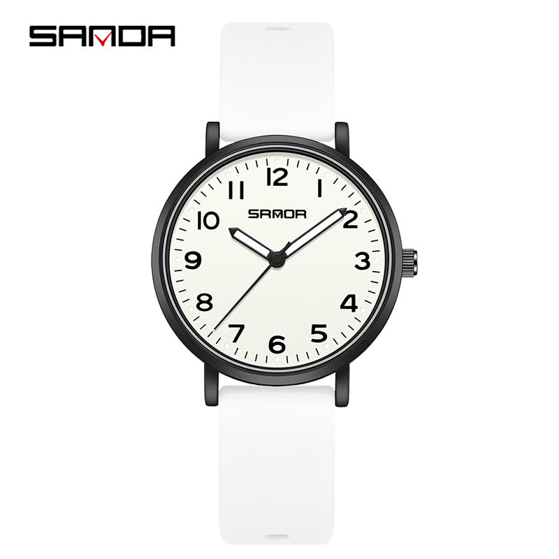 Sanda Luminous Quartz Watch – Waterproof Fashion Student Wristwatch