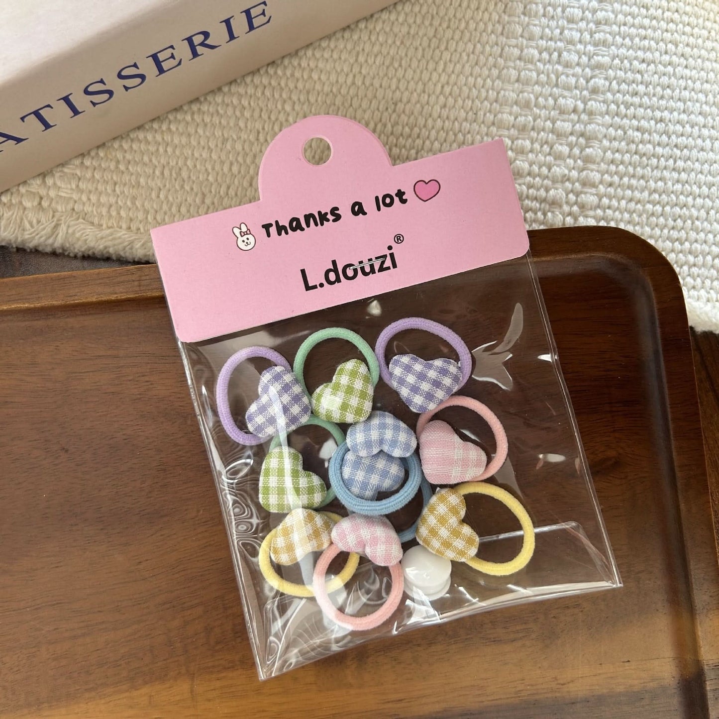 Checkered Heart Hair Ties for Girls  – High Elastic Baby Hair Ropes