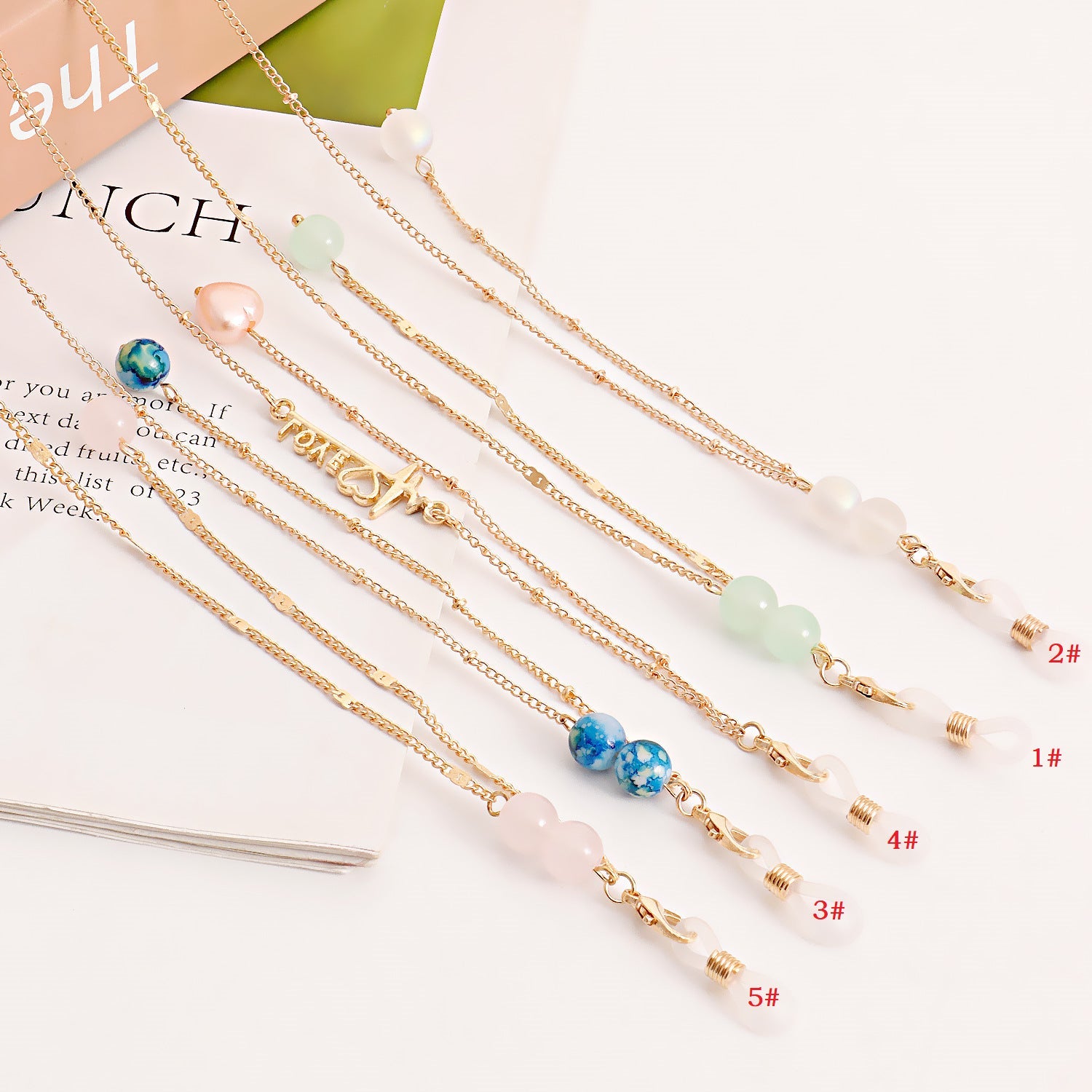 Beaded Glasses Chain – Alloy & Glass Beads Holder Strap, Stylish Eyewear Accessory