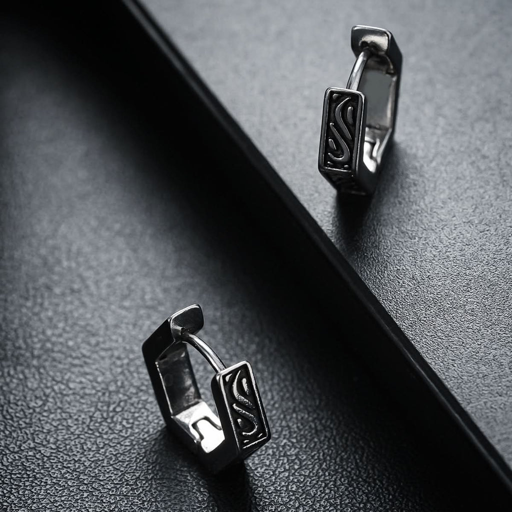 Unisex Lucky Cloud Hoop Earrings – Geometric Hexagon Design Jewelry