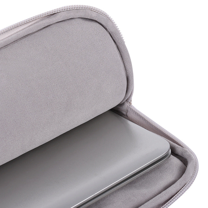 Beige Floral Linen Laptop Sleeve – Waterproof, Shock-Resistant Protective Case
