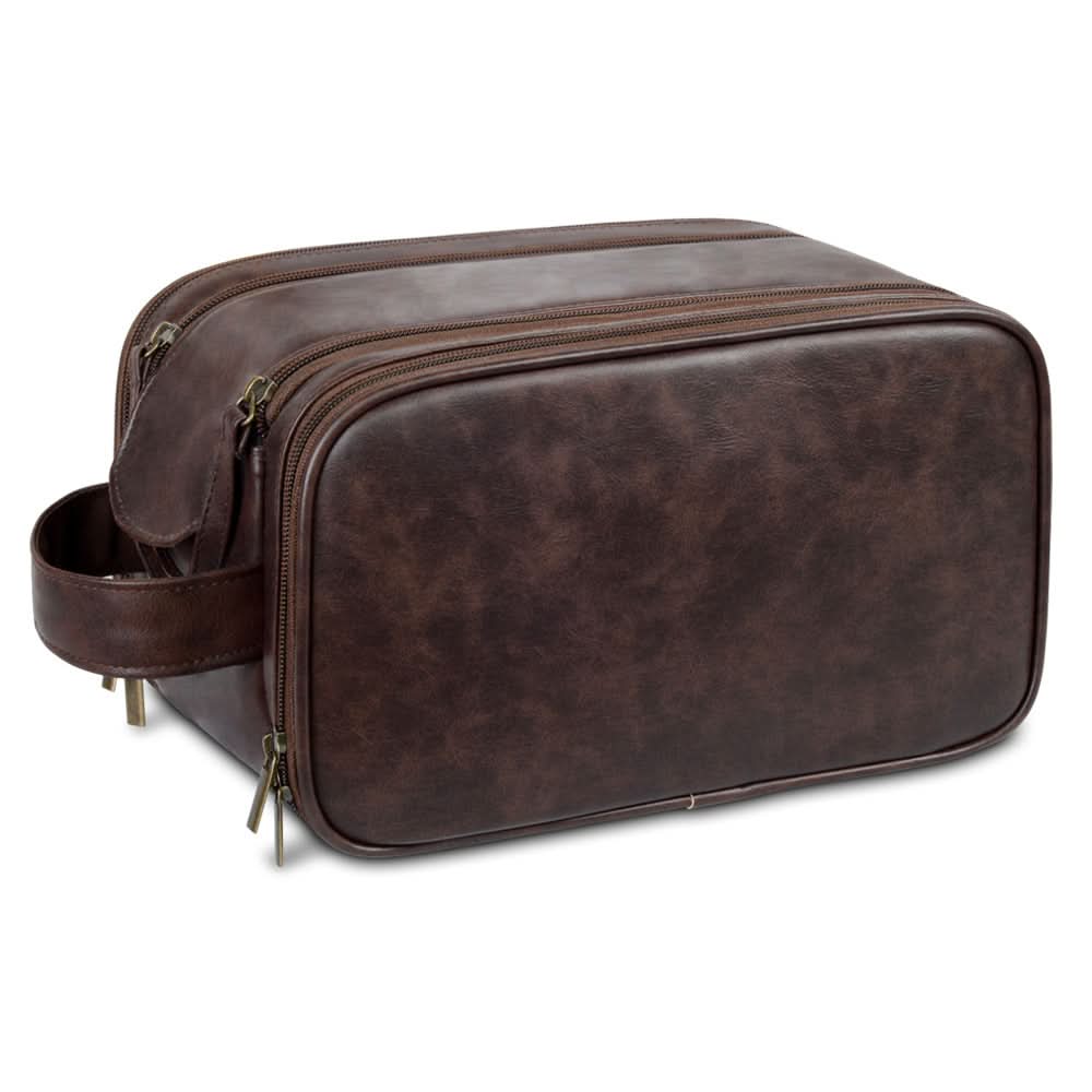 Men's PU Leather Travel Wash Bag - Large Capacity