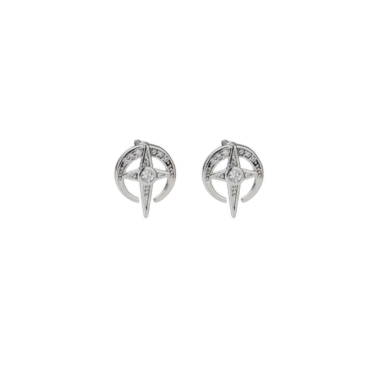 Men’s Star Cross Zircon Earrings – Trendy Statement Jewelry