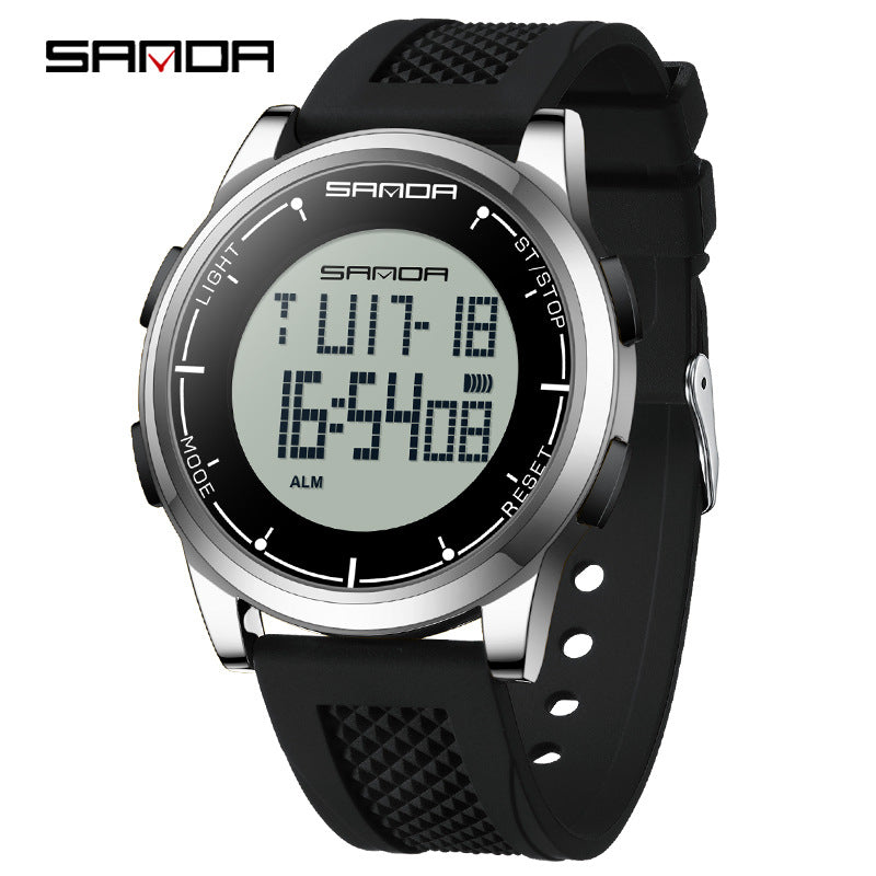 Sanda Large Screen Digital Watch – Waterproof Luminous Student Electronic Watch