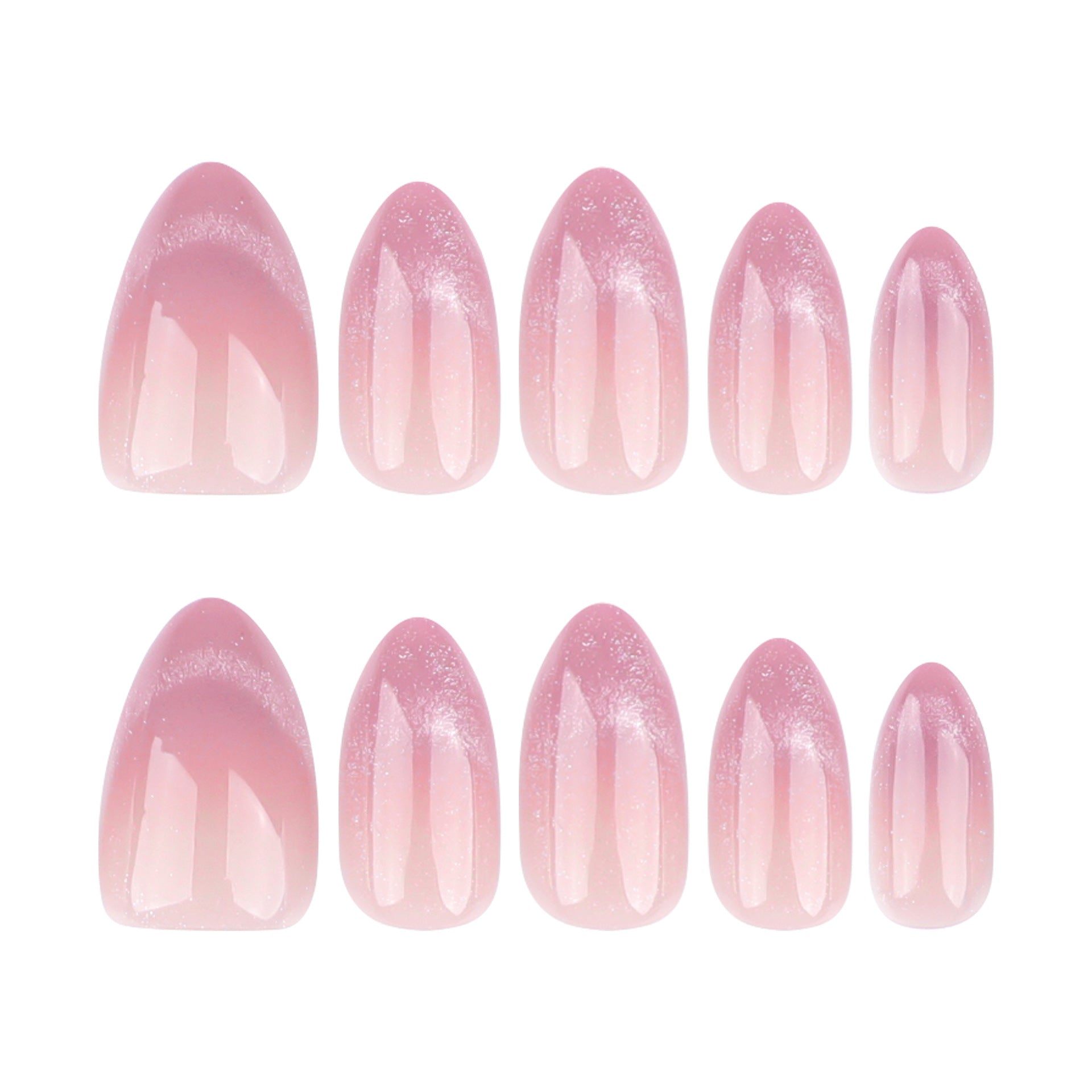 Glossy Pink Ombre Press-On Nails – Elegant Oval Acrylic Glue-On Tips