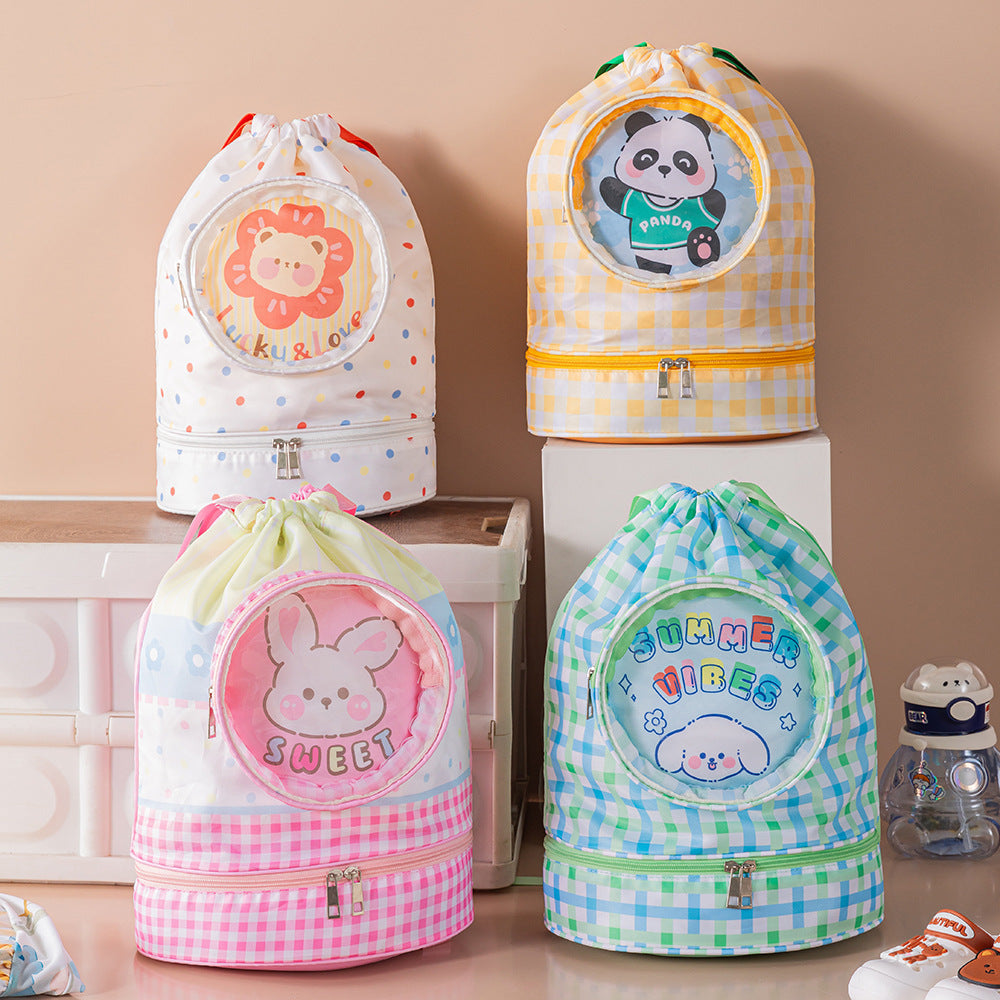 Cartoon Wet-Dry Separation Swimming Bag – Kids’ Waterproof Travel Storage Bag