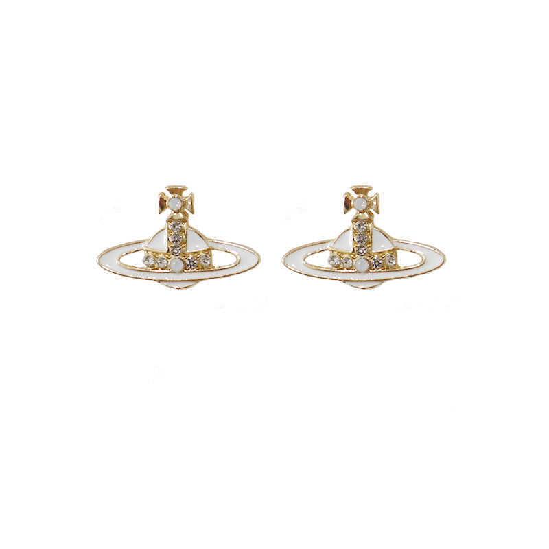 Saturn Constellation Earrings – Gold Alloy Clip-On Jewelry