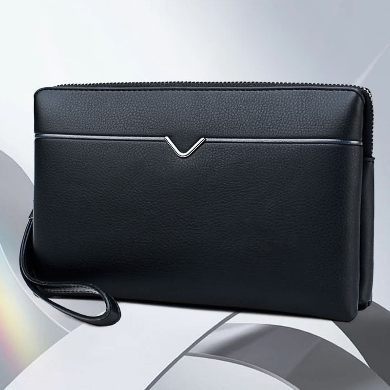 Men’s PU Leather Zipper Long Wallet – Business Travel Clutch