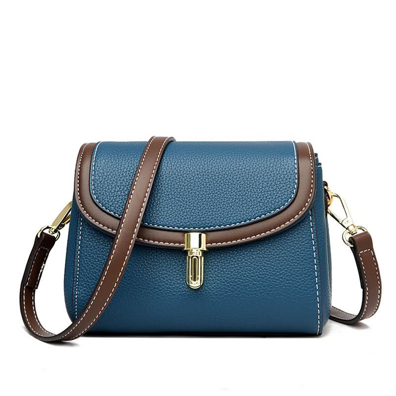 Women's Retro Small Square PU Leather Messenger Bag – With Contrast Design
