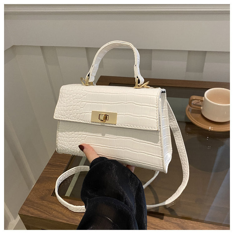 Retro PU Shoulder Handbag for Women – Small Square Lacquer Messenger Bag with Soft Finish