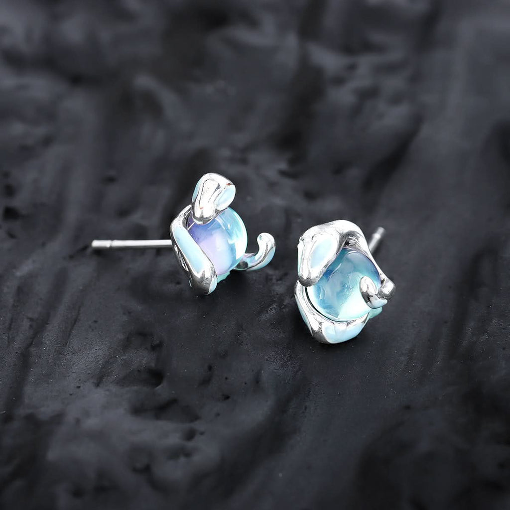 Trendy Medusa Ice Blue Eye Earrings for Men & Women - Fashionable
