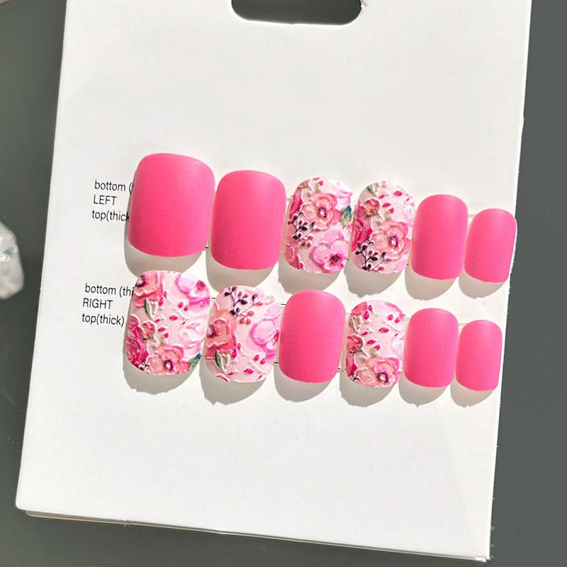 Wearable Embossed Short Bride Nail Art – Finished 3D False Nail Stickers