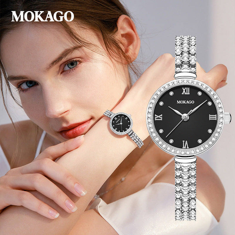 MOKAGO Women’s Quartz Watch – Diamond Dial, Luxury Zinc Alloy Bracelet