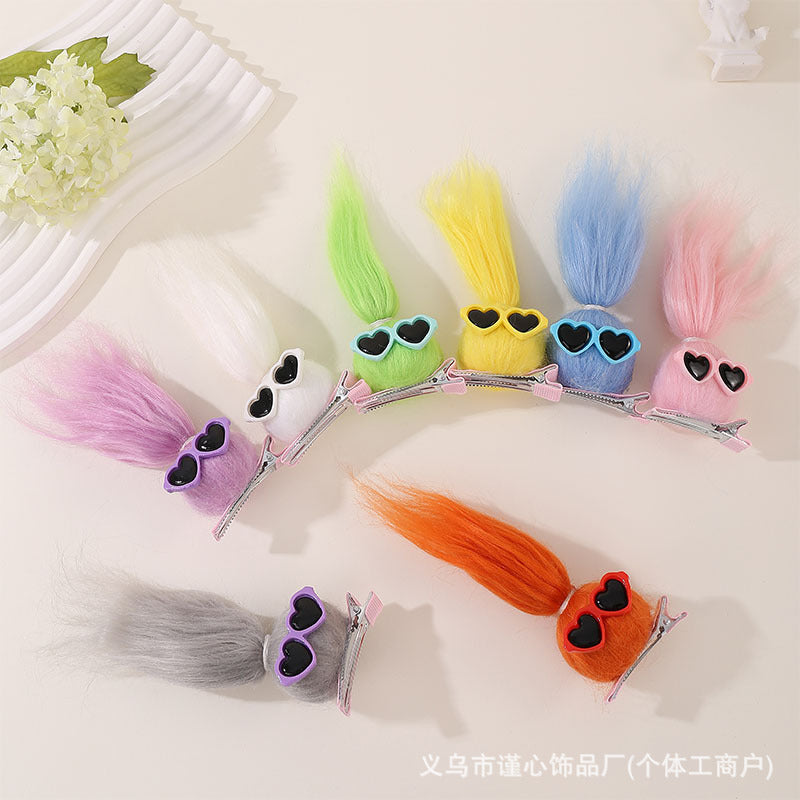 Plush Cute Doll Hair Clips – Handmade Dopamine Duckbill Clips for Girls (Pack of 8)
