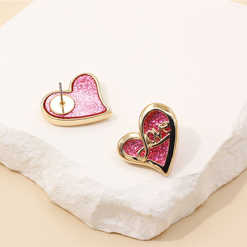 Women’s French Retro Heart Earrings – Zircon Alloy Fashion Jewelry