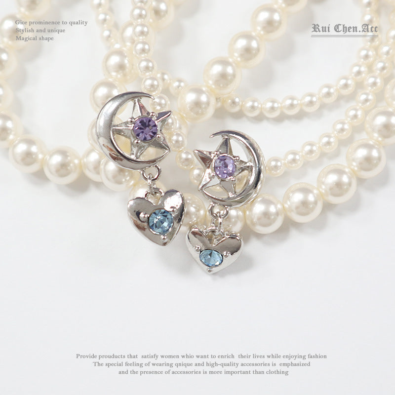 Sailor Moon Star Earrings – Cool Heart & Five-Pointed Star Clip-On Jewelry for Women