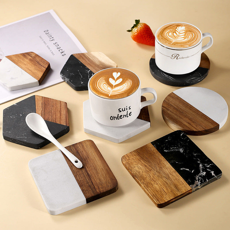 Luxury Wooden Drink Coaster Set – Non-Slip, Heat-Resistant Tableware for Modern Homes