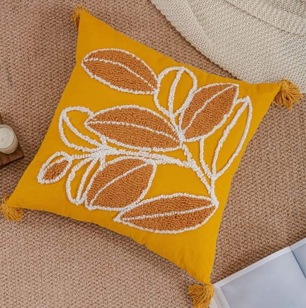 Nordic Red Leaf Velvet Pillow Cover
