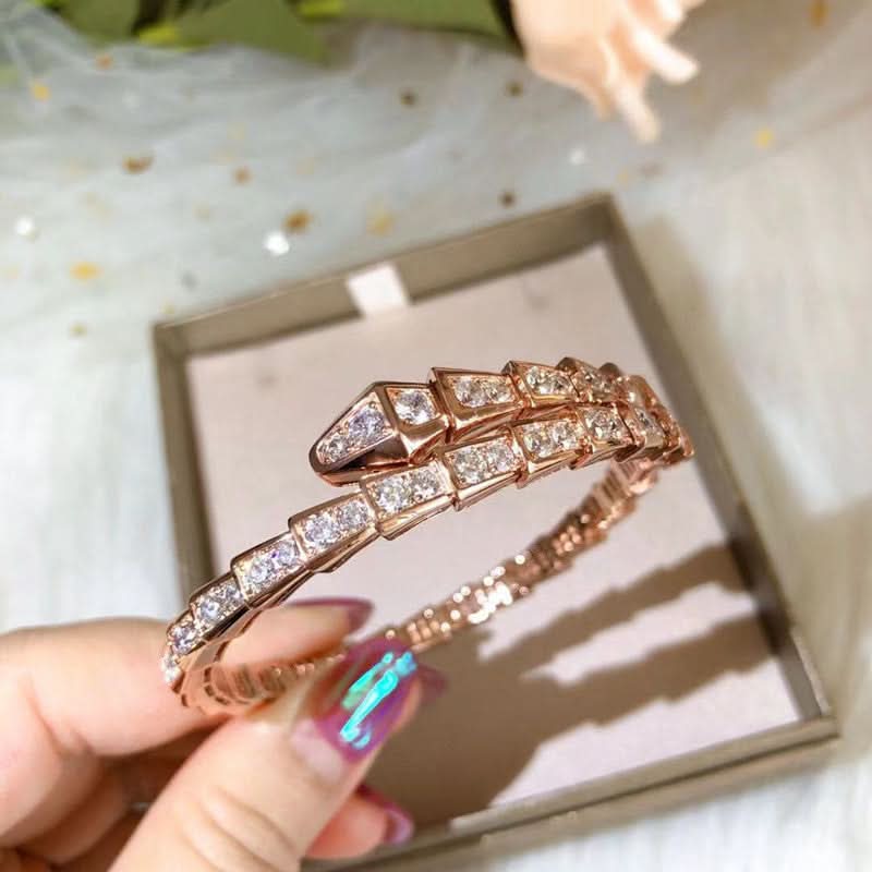 Snake Cuff Bracelet with Full Diamond Accents