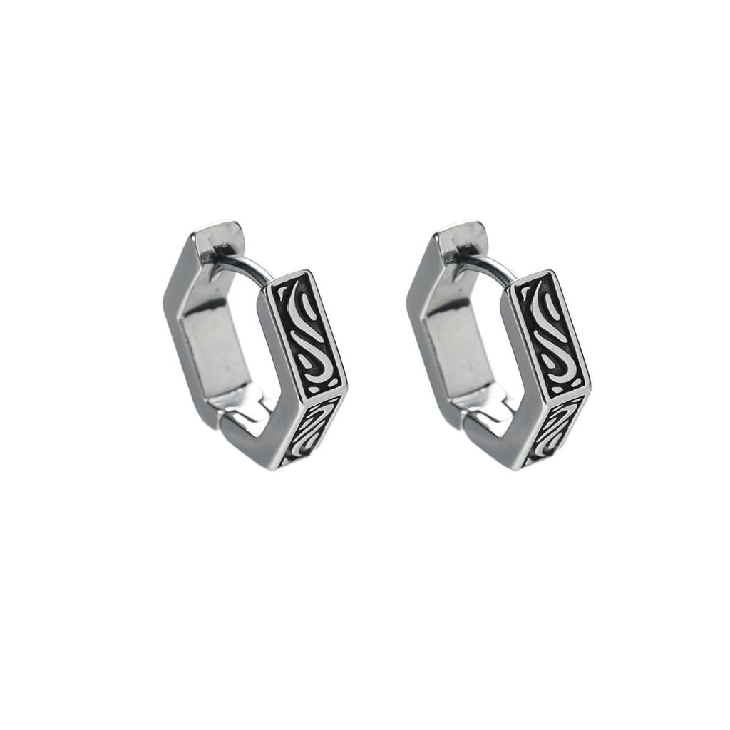Unisex Lucky Cloud Hoop Earrings – Geometric Hexagon Design Jewelry
