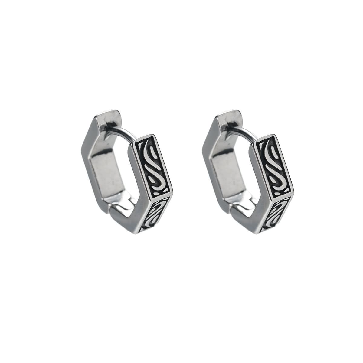 Unisex Lucky Cloud Hoop Earrings – Geometric Hexagon Design Jewelry