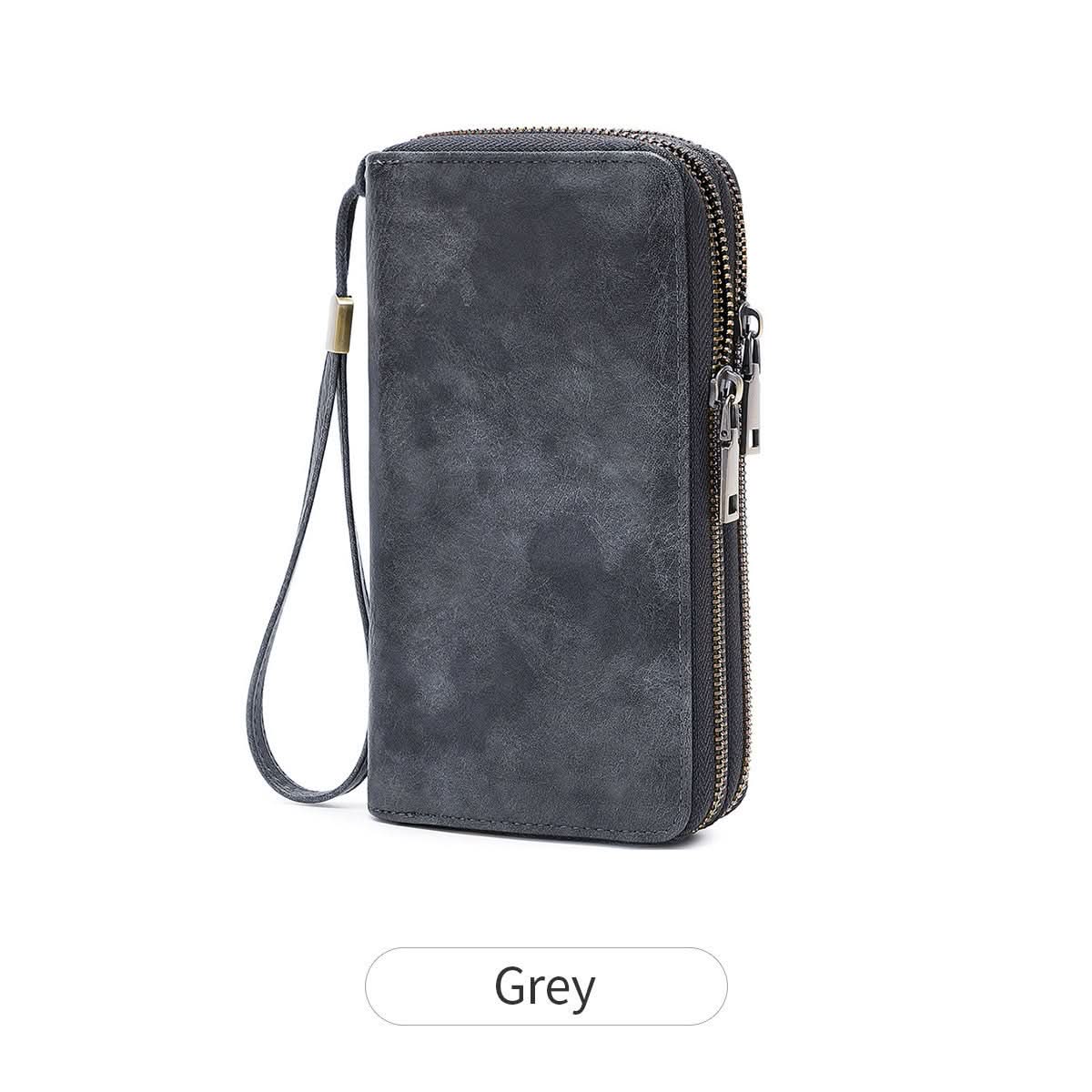 Men's RFID Blocking PU Leather Wallet – Double Zipper Clutch