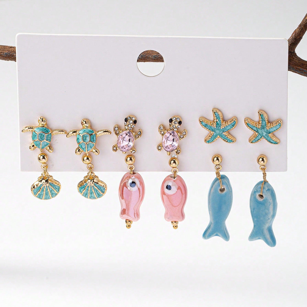 Marine Life Earrings Combo Set – 6 Pairs Holiday Style Jewelry