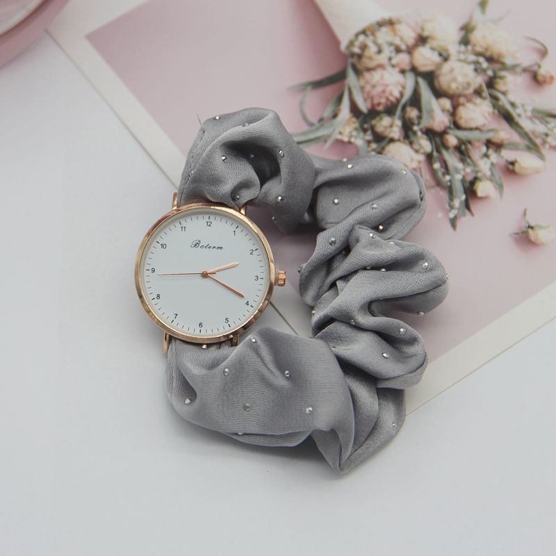 Women’s Fashion Quartz Watch with Diamond Accents – Scrunchy Strap