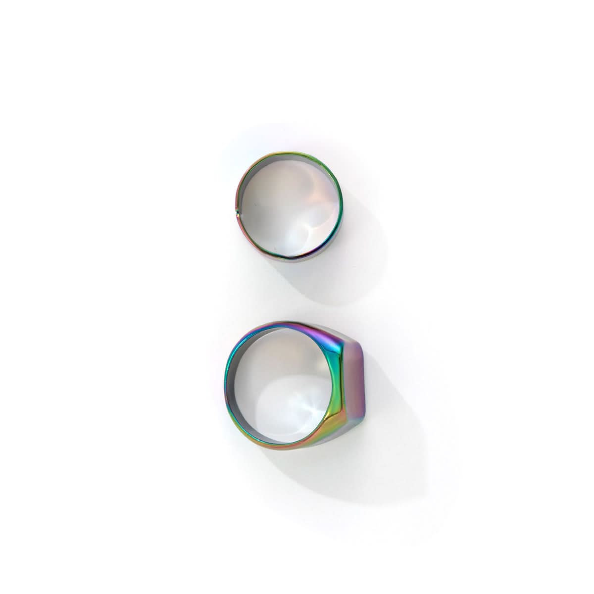 Men’s Colorful Geometric Metal Rings, 2-Piece Set