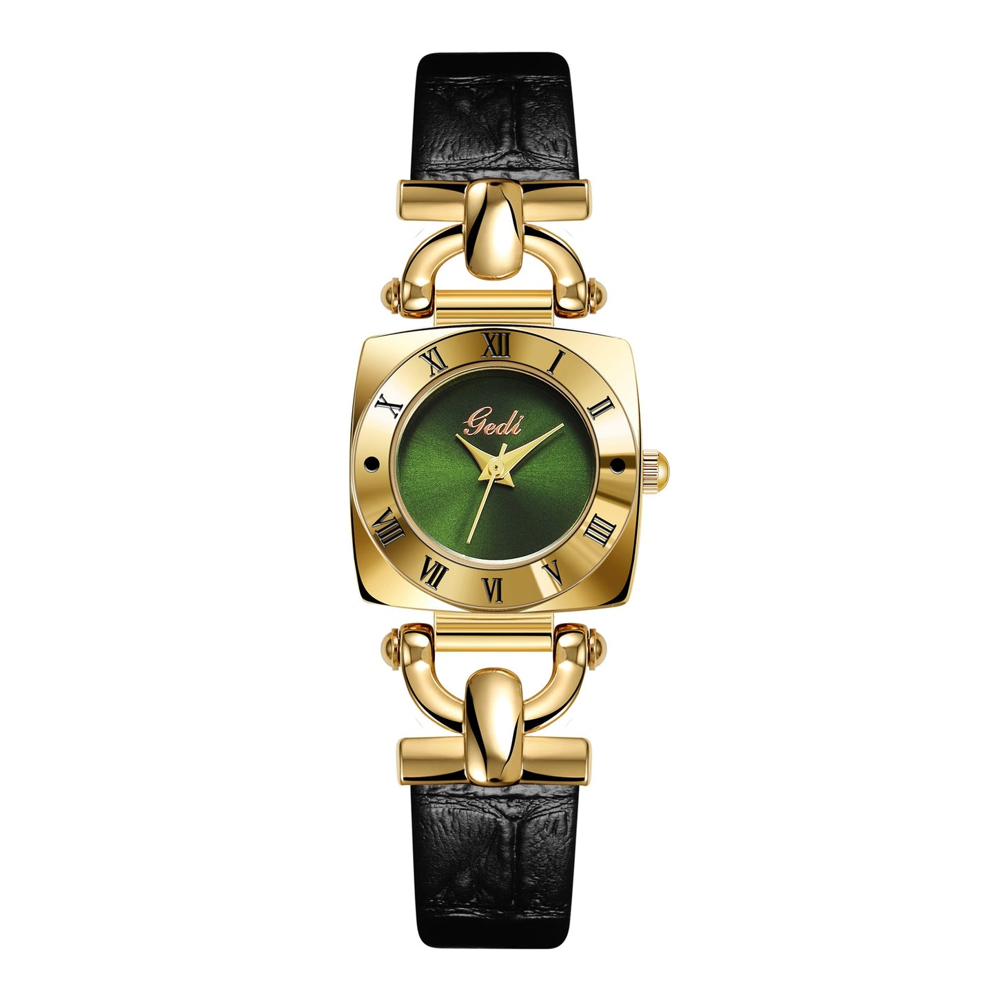 Luxury Quartz Watch – Retro Square Dial High-End Women’s Gold Belt Wristwatch