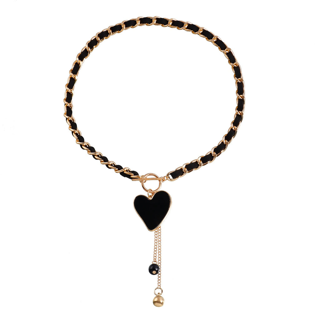 Velvet Heart Pendant Necklace for Women – Layered Clavicle Chain Jewelry
