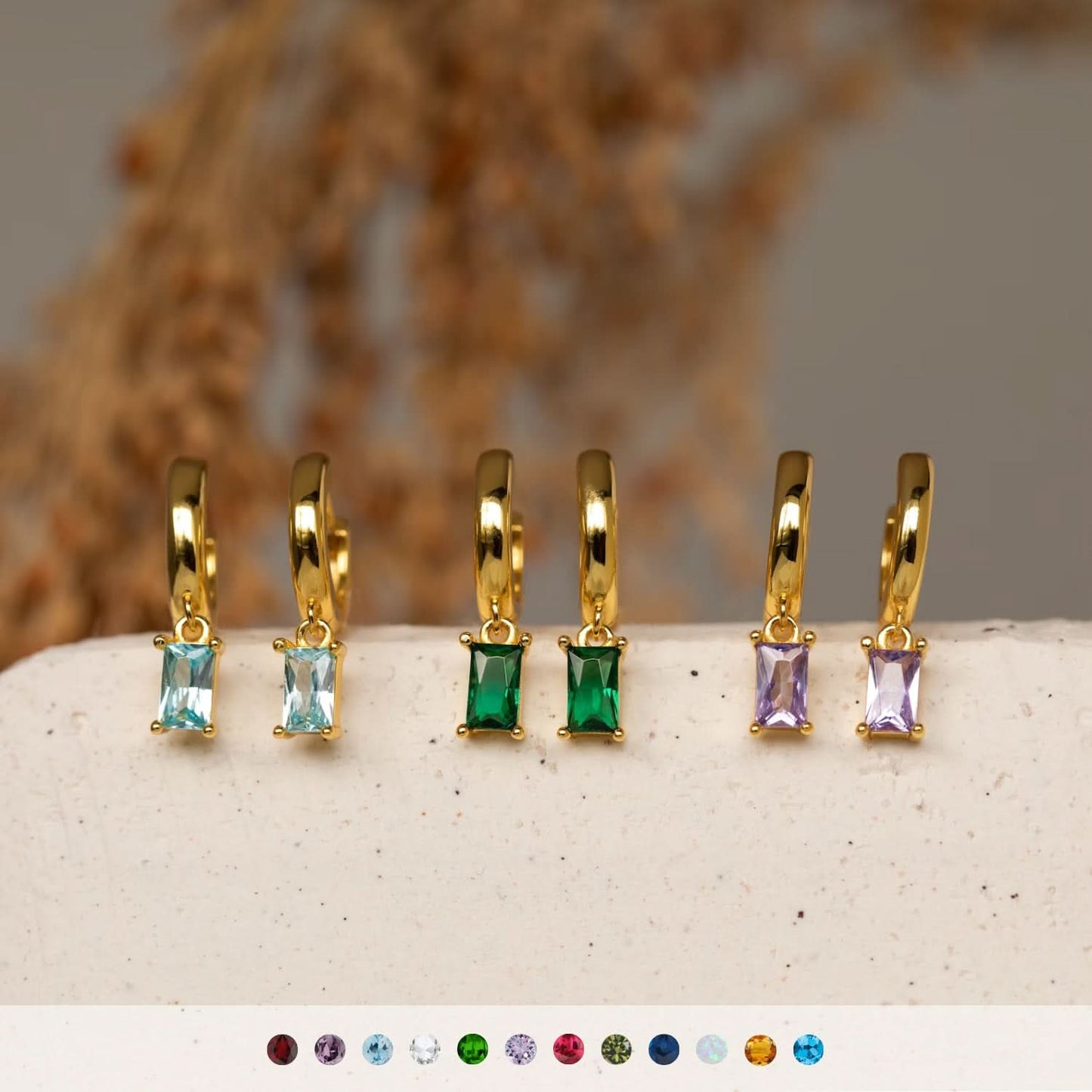 Birthstone Hoop Earrings for Women – Crystal Hoops, Retro Chic Style