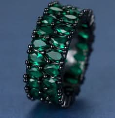 Double Row Round Drop Fashion Ring