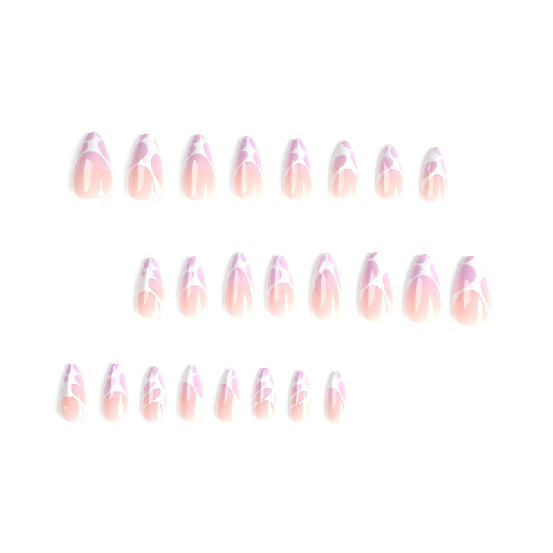 Long Lavender French Tip Press-On Nails – Glossy Abstract Teardrop Nail Set