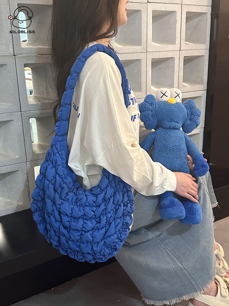 Cloud Pleated Large Nylon Shoulder Bag - Niche Design for Women