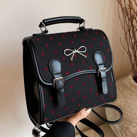 Women’s Polka Dot Bow Mini Backpack – Leather Messenger Bag