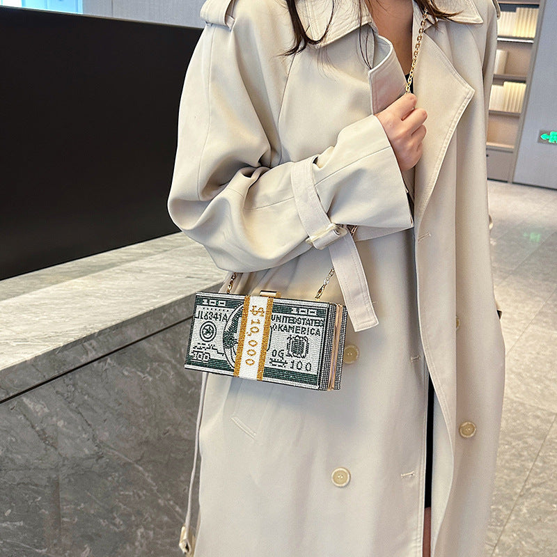 Acrylic Box Crossbody Bag for Women – Diamond Sequin Small Square Bag with Chain Strap