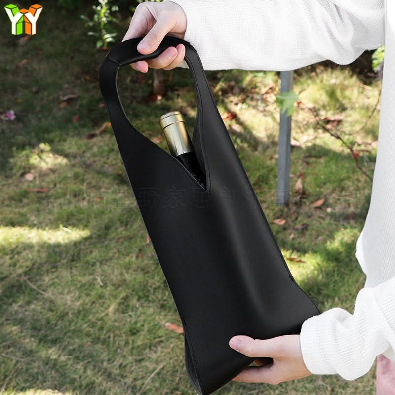Portable PU Leather Wine Bag