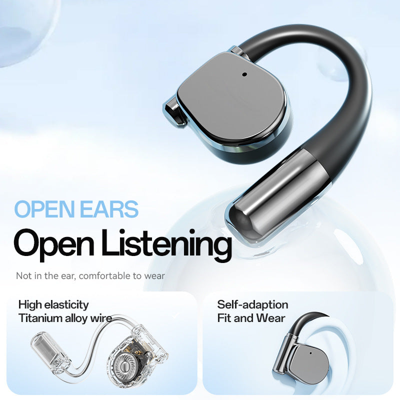 Open-Ear Bluetooth 5.4 Headset with UV Sterilization – IPX4 Waterproof Ear-Clip Earbuds
