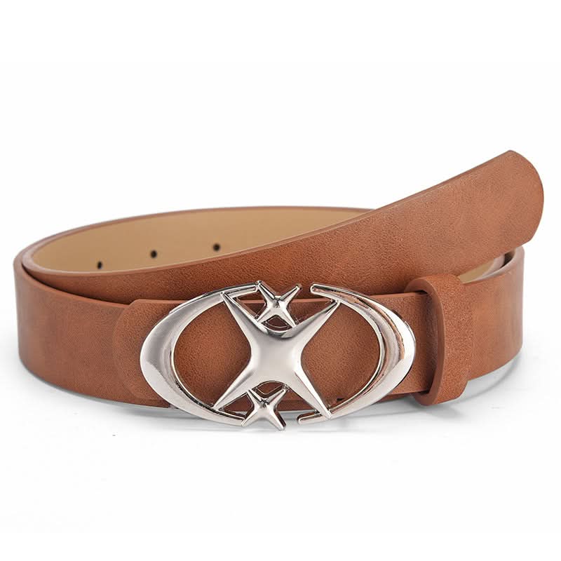 Men’s Star Buckle Leather Belt – Retro Gothic Style