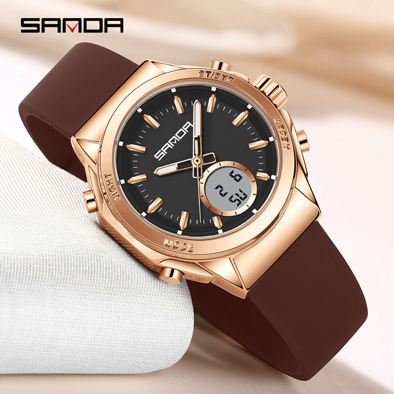 SANDA Youth Dual Display Sports Watch – Waterproof Multifunction Student Watch
